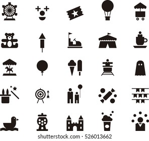 set of AMUSEMENT PARK black icons