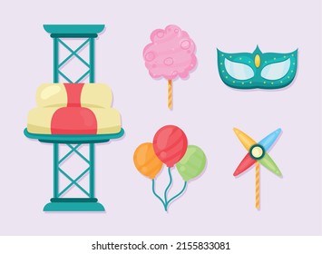 set of amusement park designs