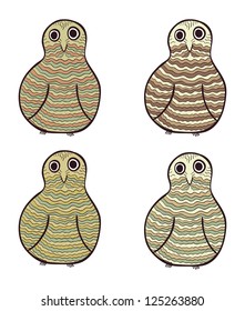 Set of amusing stylized vector owls