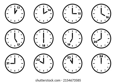 Set Analog Clock Icon Every Hour Stock Vector (Royalty Free) 2154673585 ...