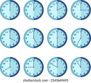 Set Of Analog Clock Icons