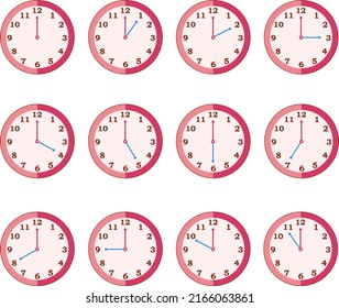 Set of analog clock icons