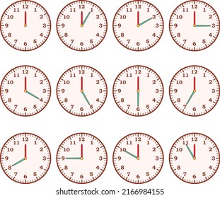 Set Of Analog Clock Icons