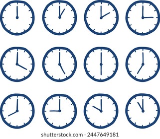 Set of analog clock simple icons