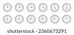 Set of analog wall clocks, clocks icon set