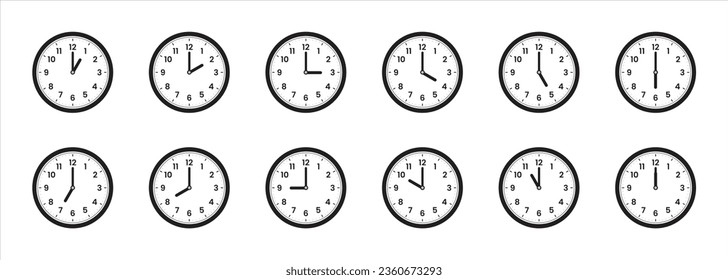Conjunto de relojes de pared analógicos, conjunto de iconos de relojes