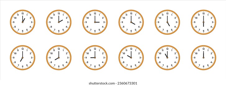 Conjunto de relojes de pared analógicos, conjunto de iconos de relojes