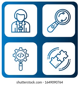 Conjunto de iconos de análisis. Como Reporter, Examine, Process, Research , iconos de análisis