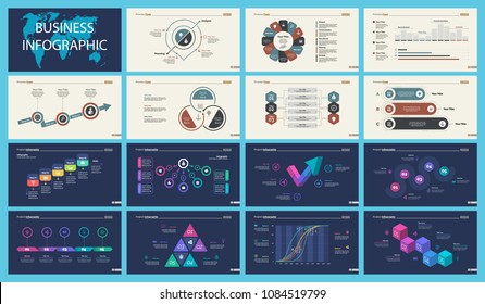 Set of analysis or management concept infographic charts. Business diagrams for presentation slide templates. For corporate report, advertising, banner and brochure design.