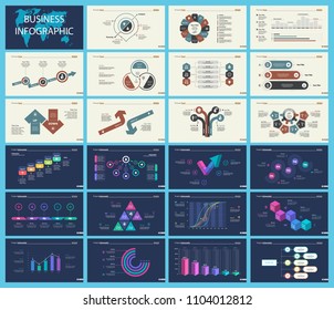 Set of analysis or management concept infographic charts. Business diagrams for presentation slide templates. For corporate report, advertising, banner and brochure design.