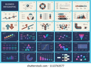 Set of analysis or management concept infographic charts. Business diagrams for presentation slide templates. For corporate report, advertising, banner and brochure design.