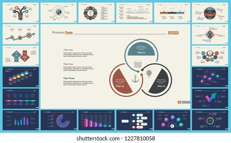 Set of analysis or management concept infographic charts. Business diagrams for presentation slide templates. For corporate report, advertising, banner and brochure design.