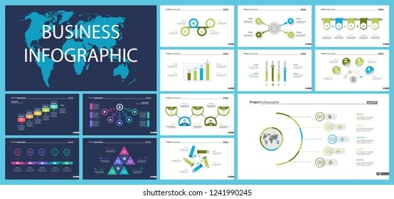 Set of analysis or management concept infographic charts. Business diagrams for presentation slide templates. For corporate report, advertising, banner and brochure design.