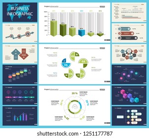 Set of analysis or management concept infographic charts. Business diagrams for presentation slide templates. For corporate report, advertising, banner and brochure design.