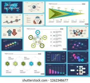 Set of analysis or management concept infographic charts. Business diagrams for presentation slide templates. For corporate report, advertising, banner and brochure design.