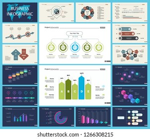 Set of analysis or management concept infographic charts. Business diagrams for presentation slide templates. For corporate report, advertising, banner and brochure design.