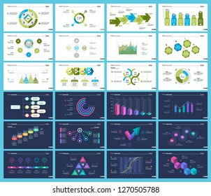 Set of analysis or management concept infographic charts. Business diagrams for presentation slide templates. For corporate report, advertising, banner and brochure design.