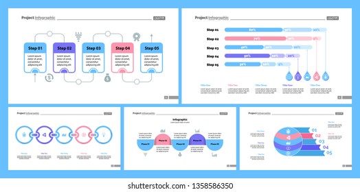 Set of analysis or management concept infographic charts. Business diagrams for presentation slide templates. For corporate report, advertising, banner and brochure design.
