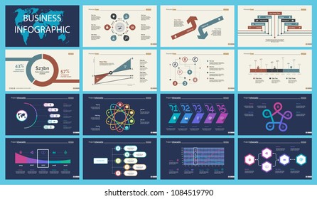 Set of analysis or marketing concept infographic charts. Business diagrams for presentation slide templates. For corporate report, advertising, banner and brochure design.