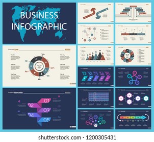 Set of analysis or marketing concept infographic charts. Business diagrams for presentation slide templates. For corporate report, advertising, banner and brochure design.