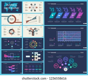 Set of analysis or marketing concept infographic charts. Business diagrams for presentation slide templates. For corporate report, advertising, banner and brochure design.