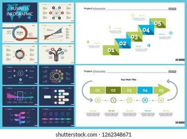 Set of analysis or marketing concept infographic charts. Business diagrams for presentation slide templates. For corporate report, advertising, banner and brochure design.
