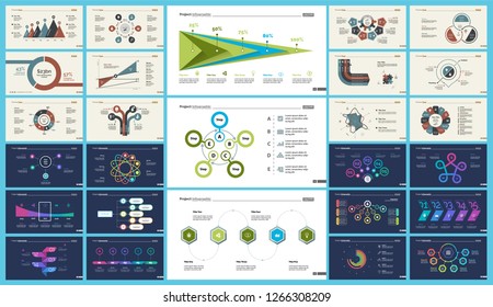Set of analysis or marketing concept infographic charts. Business diagrams for presentation slide templates. For corporate report, advertising, banner and brochure design.