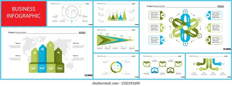 Set of analysis or marketing concept infographic charts. Business diagrams for presentation slide templates. For corporate report, advertising, banner and brochure design.