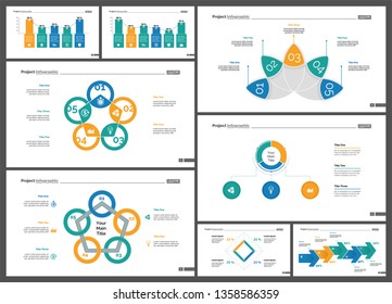 Set of analysis or marketing concept infographic charts. Business diagrams for presentation slide templates. For corporate report, advertising, banner and brochure design.