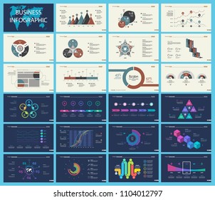 Set of analysis or statistics concept infographic charts. Business diagrams for presentation slide templates. For corporate report, advertising, banner and brochure design.