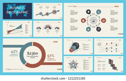 Set of analysis or statistics concept infographic charts. Business diagrams for presentation slide templates. For corporate report, advertising, banner and brochure design.