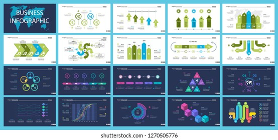 Set of analysis or statistics concept infographic charts. Business diagrams for presentation slide templates. For corporate report, advertising, banner and brochure design.