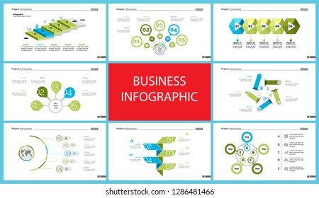Set of analysis or statistics concept infographic charts. Business diagrams for presentation slide templates. For corporate report, advertising, banner and brochure design.