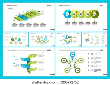 Set of analysis or statistics concept infographic charts. Business diagrams for presentation slide templates. For corporate report, advertising, banner and brochure design.