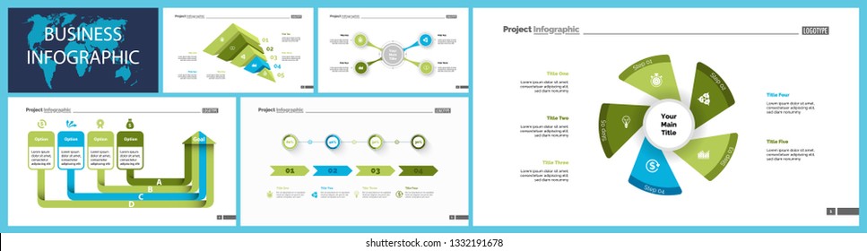 Set of analysis or statistics concept infographic charts. Business diagrams for presentation slide templates. For corporate report, advertising, banner and brochure design.