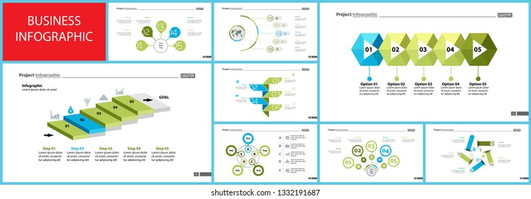 Set of analysis or statistics concept infographic charts. Business diagrams for presentation slide templates. For corporate report, advertising, banner and brochure design.