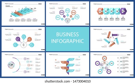Set of analysis or statistics concept infographic charts. Business diagrams for presentation slide templates. For corporate report, advertising, banner and brochure design.