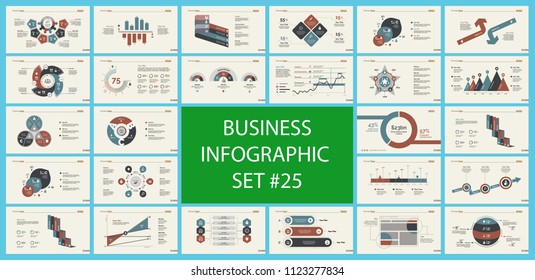 Set of analysis or teamwork concept infographic charts. Graphic elements for presentation slide templates. For corporate report, advertising, banner and brochure design.