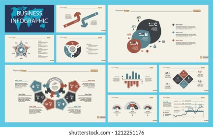 Set of analysis or teamwork concept infographic charts. Graphic elements for presentation slide templates. For corporate report, advertising, banner and brochure design.