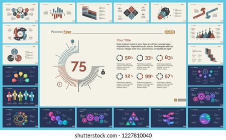 Set of analysis or teamwork concept infographic charts. Graphic elements for presentation slide templates. For corporate report, advertising, banner and brochure design.