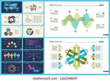 Set of analysis or teamwork concept infographic charts. Graphic elements for presentation slide templates. For corporate report, advertising, banner and brochure design.