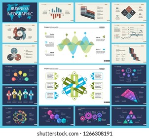 Set of analysis or teamwork concept infographic charts. Graphic elements for presentation slide templates. For corporate report, advertising, banner and brochure design.