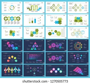 Set of analysis or teamwork concept infographic charts. Graphic elements for presentation slide templates. For corporate report, advertising, banner and brochure design.