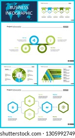 Set of analysis or teamwork concept infographic charts. Graphic elements for presentation slide templates. For corporate report, advertising, banner and brochure design.