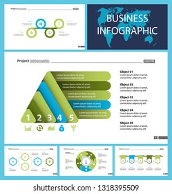 Set of analysis or teamwork concept infographic charts. Graphic elements for presentation slide templates. For corporate report, advertising, banner and brochure design.