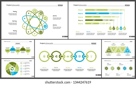 Set of analysis or teamwork concept infographic charts. Graphic elements for presentation slide templates. For corporate report, advertising, banner and brochure design.