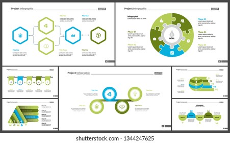 Set of analysis or teamwork concept infographic charts. Graphic elements for presentation slide templates. For corporate report, advertising, banner and brochure design.