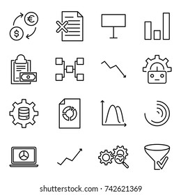 Set of analysis thin line icons. High quality pictograms of analytics. Modern outline style icons collection. 