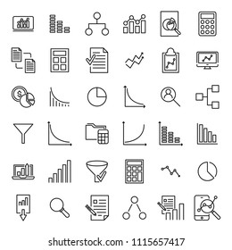 Set of analytic thin line icons. High quality pictograms of data. Modern outline style icons collection. 
