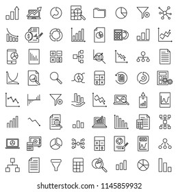 Set of analytic thin line icons. High quality pictograms of data. Modern outline style icons collection. 